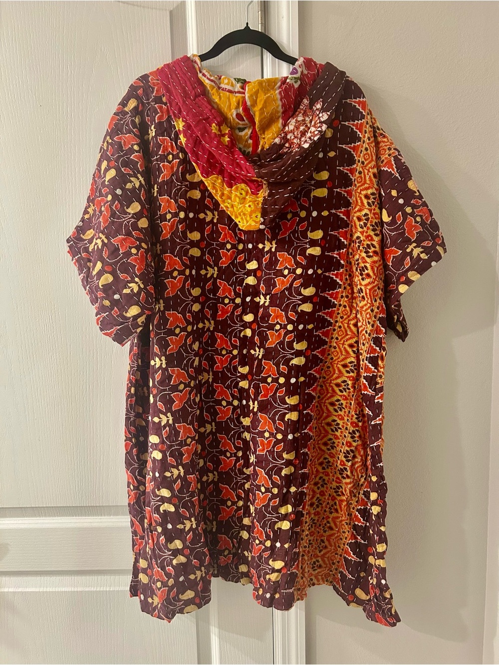Kantha Floral Hoodie Dress-One Size - Picture 5 of 10
